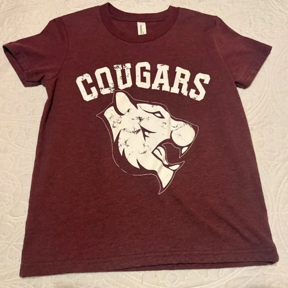Bella Canvas Kids Maroon Cougars Tee - Picture 1 of 4